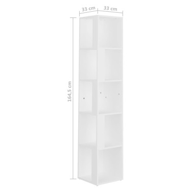 vidaXL Ντουλάπι Γωνία Λευκό 33x33x164,5cm από Επεξ. Ξύλο 1 τεμ.