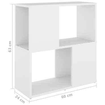 vidaXL Βιβλιοθήκη Λευκή 60x24x63cm από Επεξ. Ξύλο 1 τεμ.