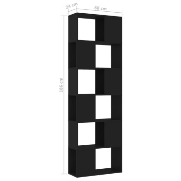 vidaXL Βιβλιοθήκη/Διαχωριστικό Χώρου Μαύρο 60x24x186cm Μοριοσανίδα 1 τεμ.