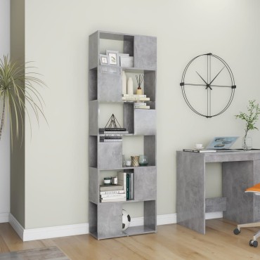vidaXL Βιβλιοθήκη/Διαχωρισ. Χώρου Γκρι Σκυρ. 60x24x186cm Μοριοσανίδα 1 τεμ.