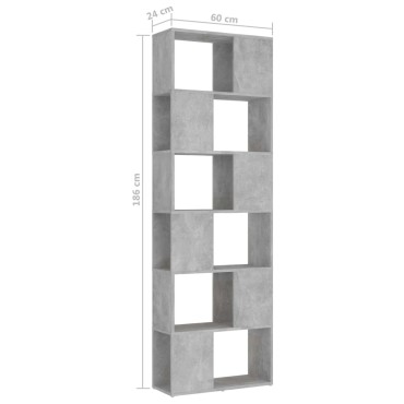 vidaXL Βιβλιοθήκη/Διαχωρισ. Χώρου Γκρι Σκυρ. 60x24x186cm Μοριοσανίδα 1 τεμ.