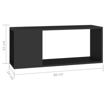 vidaXL Έπιπλο Τηλεόρασης Μαύρο 80x24x32cm από Επεξ. Ξύλο