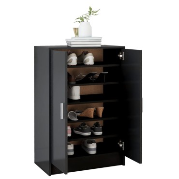 vidaXL Παπουτσοθήκη Μαύρη 60x35x92cm από Επεξ. Ξύλο