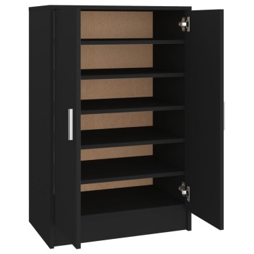 vidaXL Παπουτσοθήκη Μαύρη 60x35x92cm από Επεξ. Ξύλο