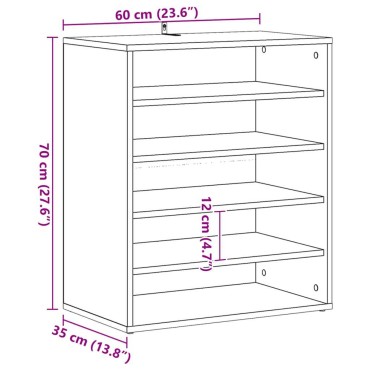 vidaXL Παπουτσοθήκη Λευκή 60x35x70cm από Επεξ. Ξύλο