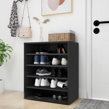 vidaXL Παπουτσοθήκη Μαύρη 60x35x70cm από Επεξ. Ξύλο