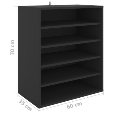 vidaXL Παπουτσοθήκη Μαύρη 60x35x70cm από Επεξ. Ξύλο