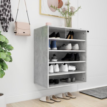 vidaXL Παπουτσοθήκη Γκρι Σκυροδέματος 60x35x70cm από Επεξ. Ξύλο