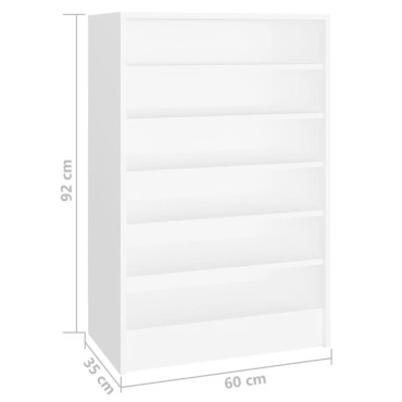 vidaXL Παπουτσοθήκη Λευκή 60x35x92cm από Επεξ. Ξύλο