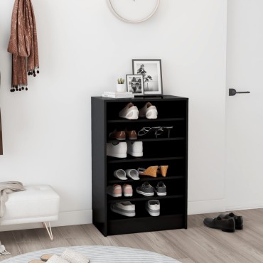 vidaXL Παπουτσοθήκη Μαύρη 60x35x92cm από Επεξ. Ξύλο