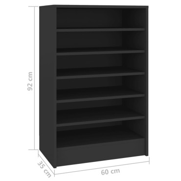 vidaXL Παπουτσοθήκη Μαύρη 60x35x92cm από Επεξ. Ξύλο