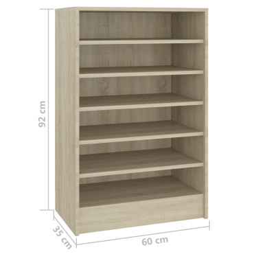 vidaXL Παπουτσοθήκη Sonoma Δρυς 60x35x92cm από Επεξ. Ξύλο