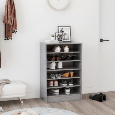 vidaXL Παπουτσοθήκη Γκρι Σκυροδέματος 60x35x92cm από Επεξ. Ξύλο