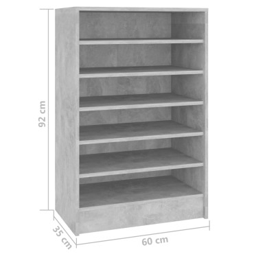 vidaXL Παπουτσοθήκη Γκρι Σκυροδέματος 60x35x92cm από Επεξ. Ξύλο