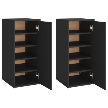 vidaXL Παπουτσοθήκες 2 τεμ. Μαύρες 32x35x70cm από Μοριοσανίδα