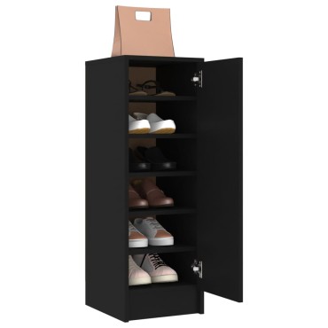 vidaXL Παπουτσοθήκη Μαύρη 32x35x92cm από Επεξ. Ξύλο