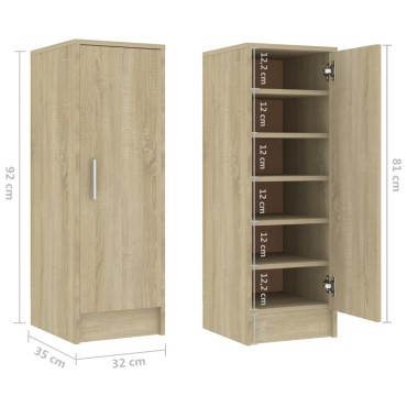 vidaXL Παπουτσοθήκη Sonoma Δρυς 32x35x92cm από Επεξ. Ξύλο