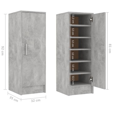 vidaXL Παπουτσοθήκη Γκρι Σκυροδέματος 32x35x92cm από Επεξ. Ξύλο