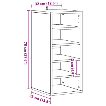 vidaXL Παπουτσοθήκη Λευκή 31,5x35x70cm από Επεξ. Ξύλο