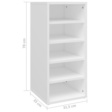 vidaXL Παπουτσοθήκη Λευκή 31,5x35x70cm από Επεξ. Ξύλο