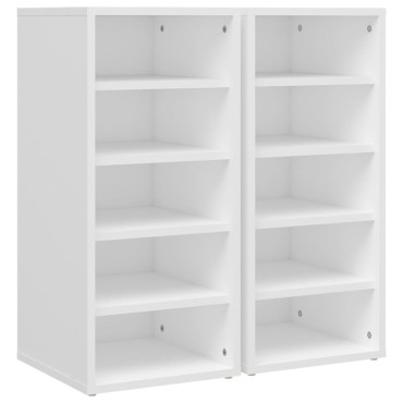 vidaXL Παπουτσοθήκες 2 τεμ. Λευκές 31,5x35x70cm από Επεξ. Ξύλο