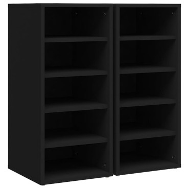 vidaXL Παπουτσοθήκες 2 τεμ. Μαύρες 31,5x35x70cm από Επεξ. Ξύλο