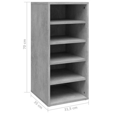 vidaXL Παπουτσοθήκες 2 τεμ. Γκρι Σκυροδέματος 31,5x35x70cm Επεξ. Ξύλο