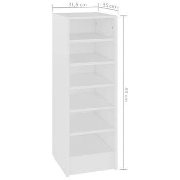 vidaXL Παπουτσοθήκη Λευκή 31,5x35x90cm από Επεξ. Ξύλο