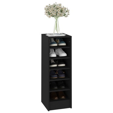 vidaXL Παπουτσοθήκη Μαύρη 31,5x35x90cm από Επεξ. Ξύλο