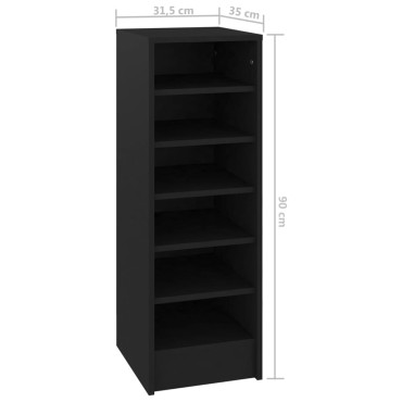 vidaXL Παπουτσοθήκη Μαύρη 31,5x35x90cm από Επεξ. Ξύλο
