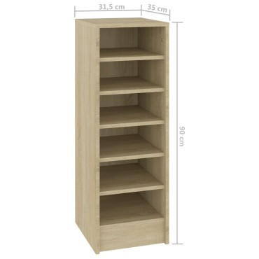 vidaXL Παπουτσοθήκη Sonoma Δρυς 31,5x35x90cm από Επεξ. Ξύλο