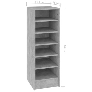 vidaXL Παπουτσοθήκη Γκρι Σκυροδέματος 31,5x35x90cm από Επεξ. Ξύλο