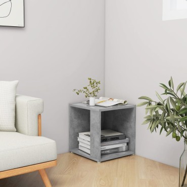 vidaXL Τραπέζι Βοηθητικό Γκρι Σκυροδέματος 33x33x34,5cm Επεξ. Ξύλο