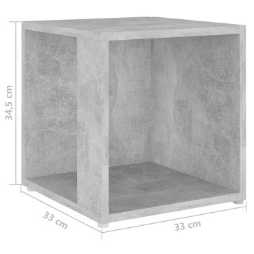 vidaXL Τραπέζι Βοηθητικό Γκρι Σκυροδέματος 33x33x34,5cm Επεξ. Ξύλο