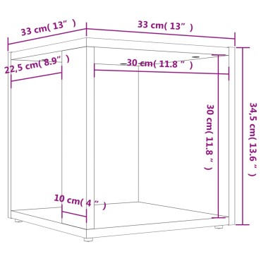 vidaXL Τραπέζι Βοηθητικό Γκρι Σκυροδέματος 33x33x34,5cm Επεξ. Ξύλο