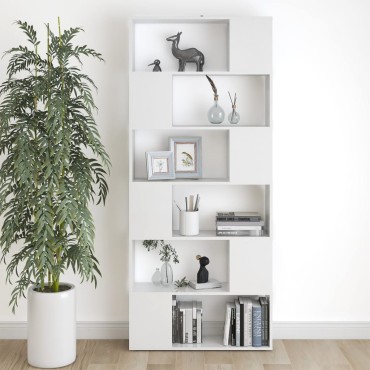 vidaXL Βιβλιοθήκη/Διαχωριστικό Χώρου Λευκό 80x24x186cm Επεξ. Ξύλο 1 τεμ.