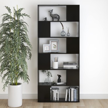 vidaXL Βιβλιοθήκη/Διαχωριστικό Χώρου Μαύρη 80x24x186cm Επεξ. Ξύλο 1 τεμ.