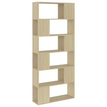 vidaXL Βιβλιοθήκη/Διαχωρ. Χώρου Sonoma Δρυς 80x24x186cm Επεξ. Ξύλο 1 τεμ.