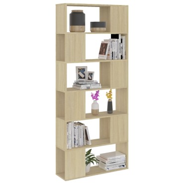vidaXL Βιβλιοθήκη/Διαχωρ. Χώρου Sonoma Δρυς 80x24x186cm Επεξ. Ξύλο 1 τεμ.