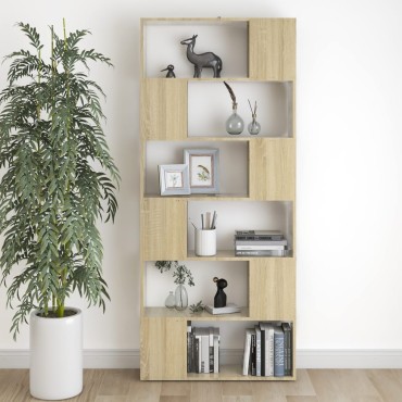 vidaXL Βιβλιοθήκη/Διαχωρ. Χώρου Sonoma Δρυς 80x24x186cm Επεξ. Ξύλο 1 τεμ.
