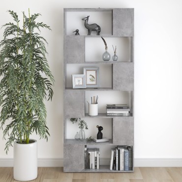 vidaXL Βιβλιοθήκη/Διαχωρισ. Χώρου Γκρι Σκυρ. 80x24x186cm Επεξ. Ξύλο 1 τεμ.