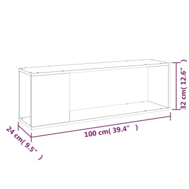 vidaXL Έπιπλο Τηλεόρασης Μαύρο 100x24x32cm Επεξεργασμένο Ξύλο