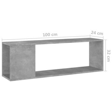 vidaXL Έπιπλο Τηλεόρασης Γκρι Σκυροδέματος 100x24x32cm Επεξ. Ξύλο