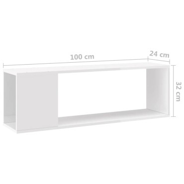 vidaXL Έπιπλο Τηλεόρασης Γυαλιστερό Λευκό 100x24x32cm Επεξ. Ξύλο