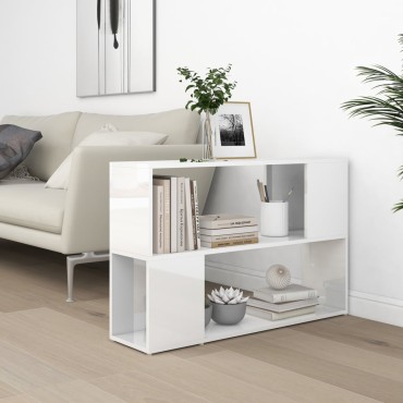 vidaXL Βιβλιοθήκη Γυαλιστερό Λευκό 100x24x63cm Επεξεργασμ. Ξύλο 1 τεμ.