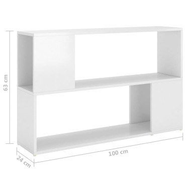 vidaXL Βιβλιοθήκη Γυαλιστερό Λευκό 100x24x63cm Επεξεργασμ. Ξύλο 1 τεμ.