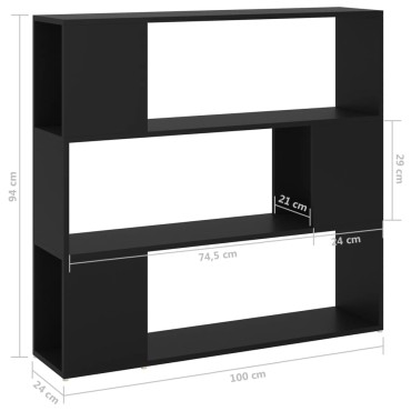 vidaXL Βιβλιοθήκη/Διαχωριστικό Χώρου Μαύρο 100x24x94cm 1 τεμ.