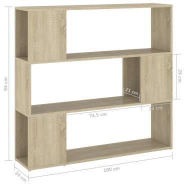 vidaXL Βιβλιοθήκη/Διαχωριστικό Χώρου Sonoma Δρυς 100x24x94cm 1 τεμ.