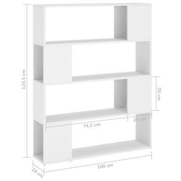 vidaXL Βιβλιοθήκη/Διαχωριστικό Χώρου Λευκό 100x24x124cm 1 τεμ.
