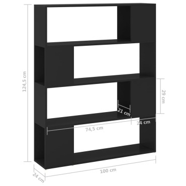 vidaXL Βιβλιοθήκη/Διαχωριστικό Χώρου Μαύρο 100x24x124cm 1 τεμ.